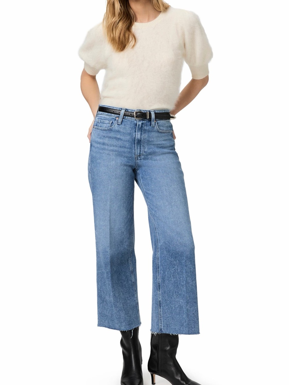 PAIGE Anessa High Waist Raw Hem Wide Leg Jeans size 30 NWT